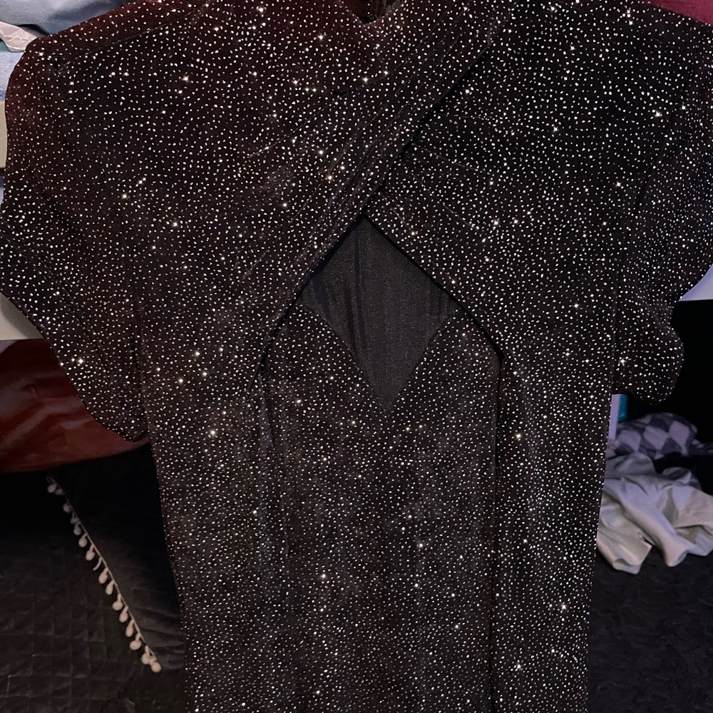 nightway collections black sparkle long formal dress